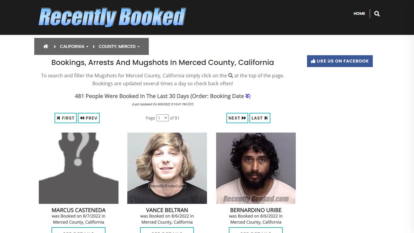 Recent bookings, Arrests, Mugshots in Merced County ...