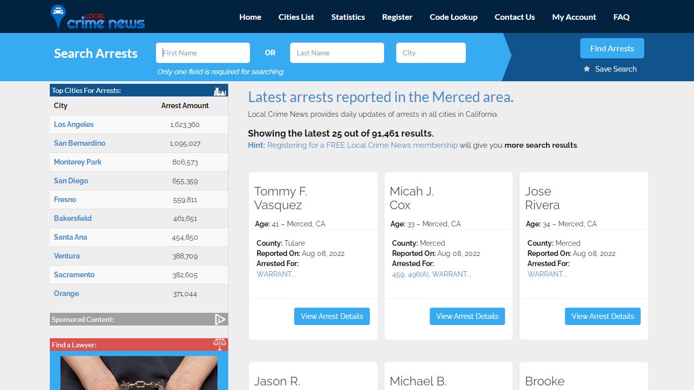Merced California Arrest Records | Local Crime News